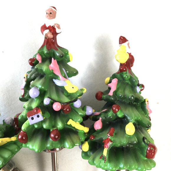 SPODE Christmas Tree Stainless Steel Canapé Cheese spreader Knives 2 Forks VTG - Picture 5 of 8